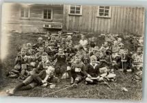 oder Klassenreise Wandern Rast Essen Stöcke Pfadfinder Privatfoto AK