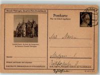 O6800 Saalfeld , Saale Rathaus Ganzsache WK II 1943 Gebrauchsspuren