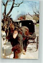 Lancaster Amish Man Pferd Buggy Motiv USA Foto AK
