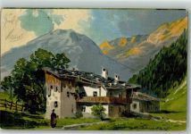 Frau Berg Bauernhaus 1902 Lithographie / Künstlerkarte
