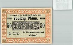 99842 O5906 Ruhla 1921 Notgeldschein 50 Pfennig
