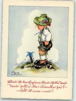 Verlag Lengauer Nr. 2030 Kind Tracht Blau ist der Enzian Comic Künstlerkarte