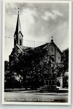 89231 W7910 Neu-Ulm Foto AK Prostest. Kirche Kriegerdenkmal