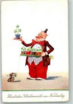 Comic Clown Hund Namenstag Verlag WS + SB 4973 Wills, J. Künstlerkarte