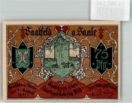 07318 O6800 Saalfeld , Saale 1921 Notgeldschein Gutschein über 75 Pfennig Postkutsche