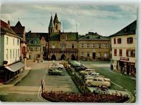 55566 W6553 Sobernheim Foto AK Marktplatz Rathaus Auto
