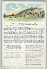 Text und Melodie des Liedes Wu da Wälder hamlich rausch'n von Anton Günther Erzgebirge Liederkarte Lieder AK