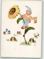 Maikäfer Gnomen-Postkarte Nr. 724 Zwerg Künstlerkarte