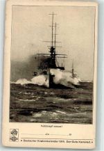 Deutsches Kriegsschiff in voller Fahrt Deutscher Knabenkalender Marine WK I 1916