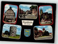 34576 W3588 Homberg , Efze Werbe AK Kirche Runder Turm Fachwerkhaus