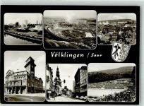 66333 W6620 Völklingen Foto AK Zeche Schwimmbad Wappen