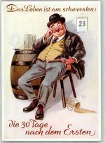 Bier 30 Tage nach dem Ersten sign. RUX Verlag Huckauf 542 Trinker Künstlerkarte