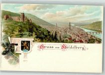 69115 W6900 Heidelberg , Neckar Lithographie Schloss