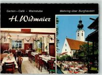 84561 W8263 Mehring , Kr Altötting Foto AK Gasthaus Cafe Widmaier Kirche