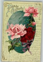Jugendstil großes Ei mit Rosen Osterei 1903 Prägedruck