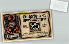 06484 O4300 Quedlinburg 1921 Notgeldschein 25 Pfennig Gutschein Klopstock`s Geburtshaus