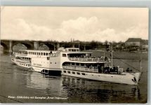 O8300 Pirna Raddampfer Ernst Thälmann vor der Elbbrücke Elbeschiff Foto AK