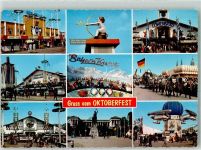 W8000 München Bräurosl Löwenbräu Hofbräu Festzelte Bierkutsche BayernKurve Karussell Bavaria Fotograf Manfred Huckauf Hüttenstempel Oktoberfest Foto AK