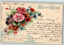 Postkarte mit Blumenduft Duftkarte 1899 Lithographie