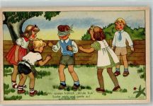 Kinderspiele Blinde Kuh sign. Toby Vos Spielzeug Künstlerkarte