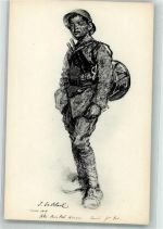 sign. Le Blant Ein junger Trommler in Uniform WK I Militär Frankreich 1919 Künstlerkarte