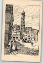 97980 W6990 Bad Mergentheim Radierung sign. Balling Marktplatz
