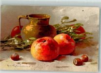 Krug Nüsse Äpfel sign. Klein, C. Frucht, Gemüse Künstlerkarte