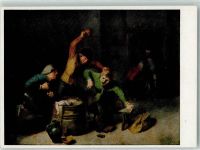 O8000 Dresden sign. Brouwer, Adrian Bauernrauferei beim Kartenspiel in der Staatlichen Gemäldegalerie Nr. 186 Kartenspiel Künstlerkarte