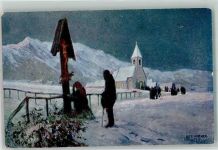 sign. Kirchner Alex Winter B.K.W.I. 138-5 Flurkreuz / Marterl Künstlerkarte