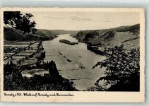 56626 W5470 Namedy 1952 - mit Hammersteiner Werth und Burgruine Hammerstein