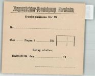 76863 W6742 Herxheim bei Landau, Pfalz KEINE AK Ziegenzüchter-Vereinigung Quittung Deckgebühr