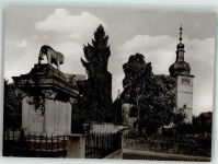 67677 W6753 Enkenbach-Alsenborn Foto AK Ev. Kirche mit Kriegerdenkmal