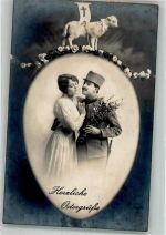 Soldatenliebe WK I Osterei 1917 Foto AK