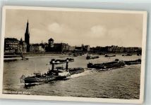 W4000 Düsseldorf Raddampfer vor dem Schlossturm und Basilika St. Lambertus Rheinschiff 1934 Foto AK