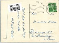 Eierhaus Hasen vermenschlicht Eier bemalen Osterei 1958 Künstlerkarte