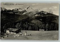 82467 W8100 Garmisch-Partenkirchen Foto AK Tracht Eckbauer Alp Zugspitze