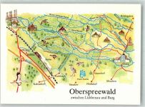 03222 O7543 Lübbenau - Landkarte Oberspreewald