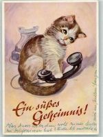 sign. OHO Katze Verlag Lengauer Nr. 3020 Telefon 1963 Künstlerkarte
