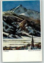 82467 W8100 Partenkirchen Künstlerkarte sign. Hellmann J. Winter Alpspitze