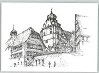 71083 W7033 Herrenberg im Gäu Künstlerkarte sign. Piepenschneider Ernst Stiftskirche