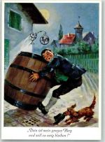 Verlag Köhn Nr. 579 Umarmung Bierfass Trinker Künstlerkarte