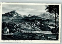 83607 W8150 Holzkirchen , Oberbay Künstlerkarte mit St. Laurentius Kirche und Wendelstein
