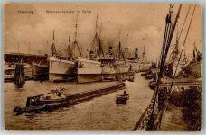 20095 W2000 Hamburg 1924 Foto AK Hafen Wörmannsdmpfer