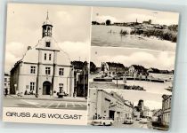 17438 O2220 Wolgast Foto AK Rathaus Petrikirche Hufelandstrasse Auto