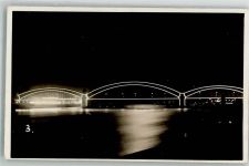 50667 W5021 Köln Altstadt-Nord 103 Foto AK Rheinbrücke Beleuchet Ort handschriftlich