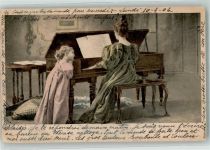 Mutter und Kind Klavier 1902 Künstlerkarte
