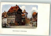 90402 W8500 Nürnberg Künstlerkarte Dürer-Haus mit Neutorturm