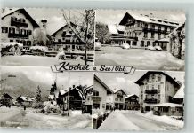82431 W8113 Kochel a. See Winter Kirche St. Michael Hotel Schmied von Kochel Denkmalsplatz
