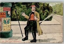 Humor Tracht Litfaßsäule Sekt 1906 Gebrauchsspuren