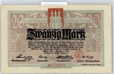 Notgeld 20 Mark , Altona Geld auf AK
